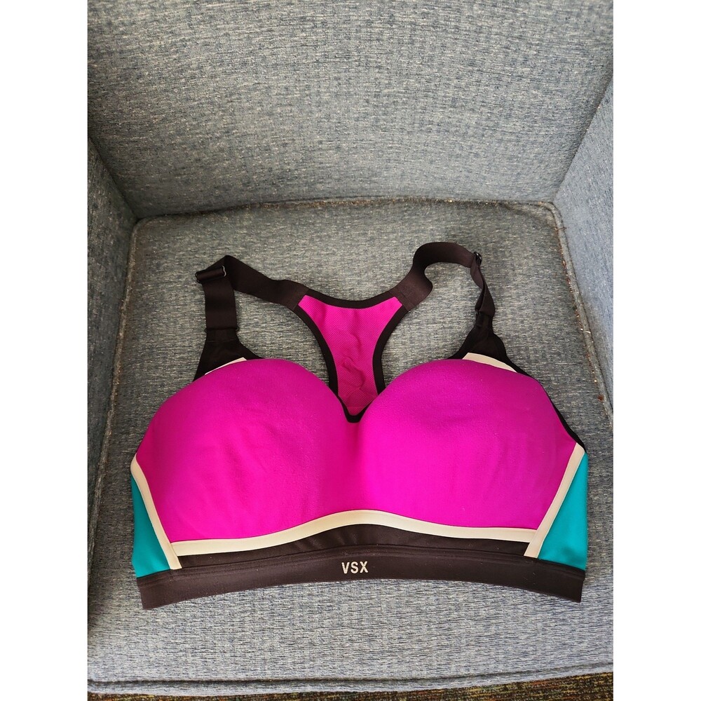 VSX Sport Ultimate Knockout Sports Bra Purple Black & Green Size 36D
